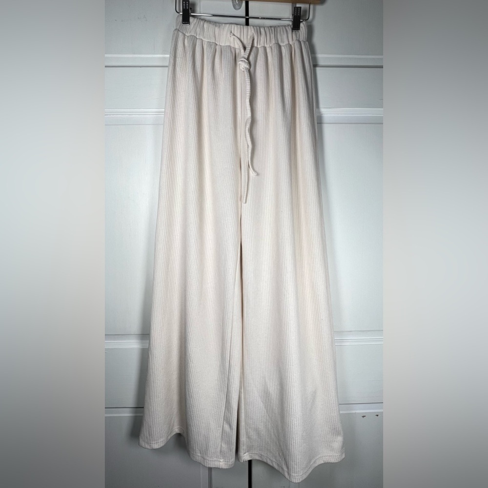 CIDER Ribbed High Waist Pull on Elastic Waist Wide Leg Pants Size XS - Picture 3 of 6